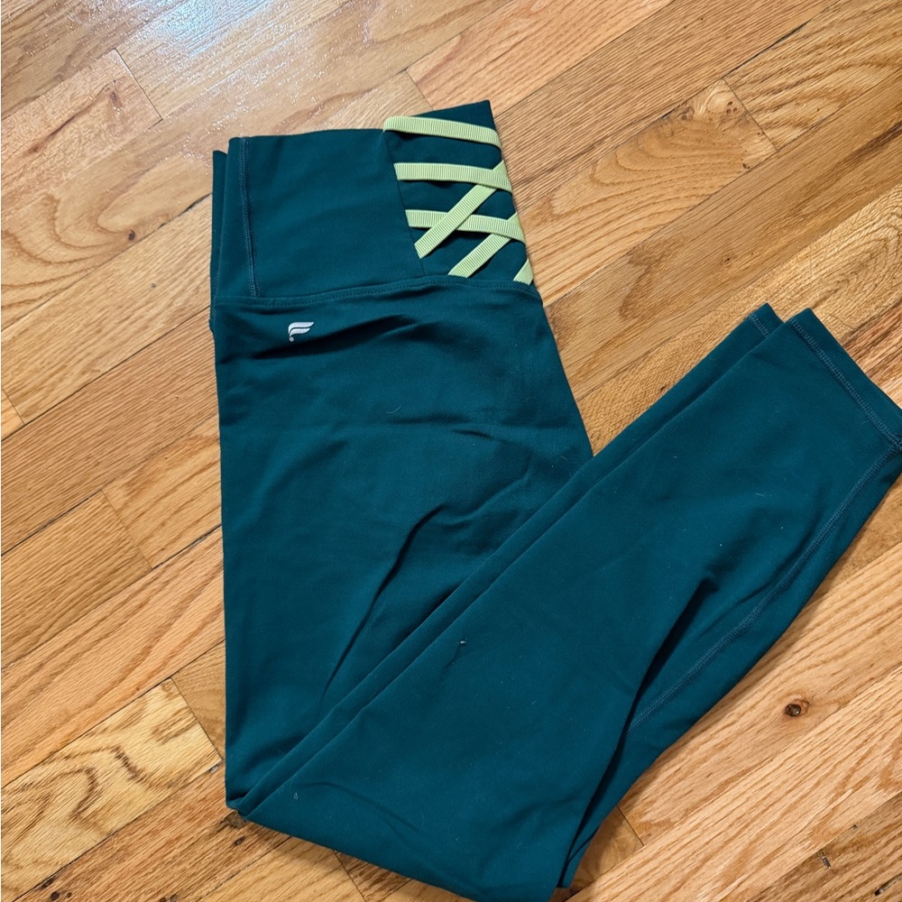 Fabletics Kids Teal and Lime Leggings